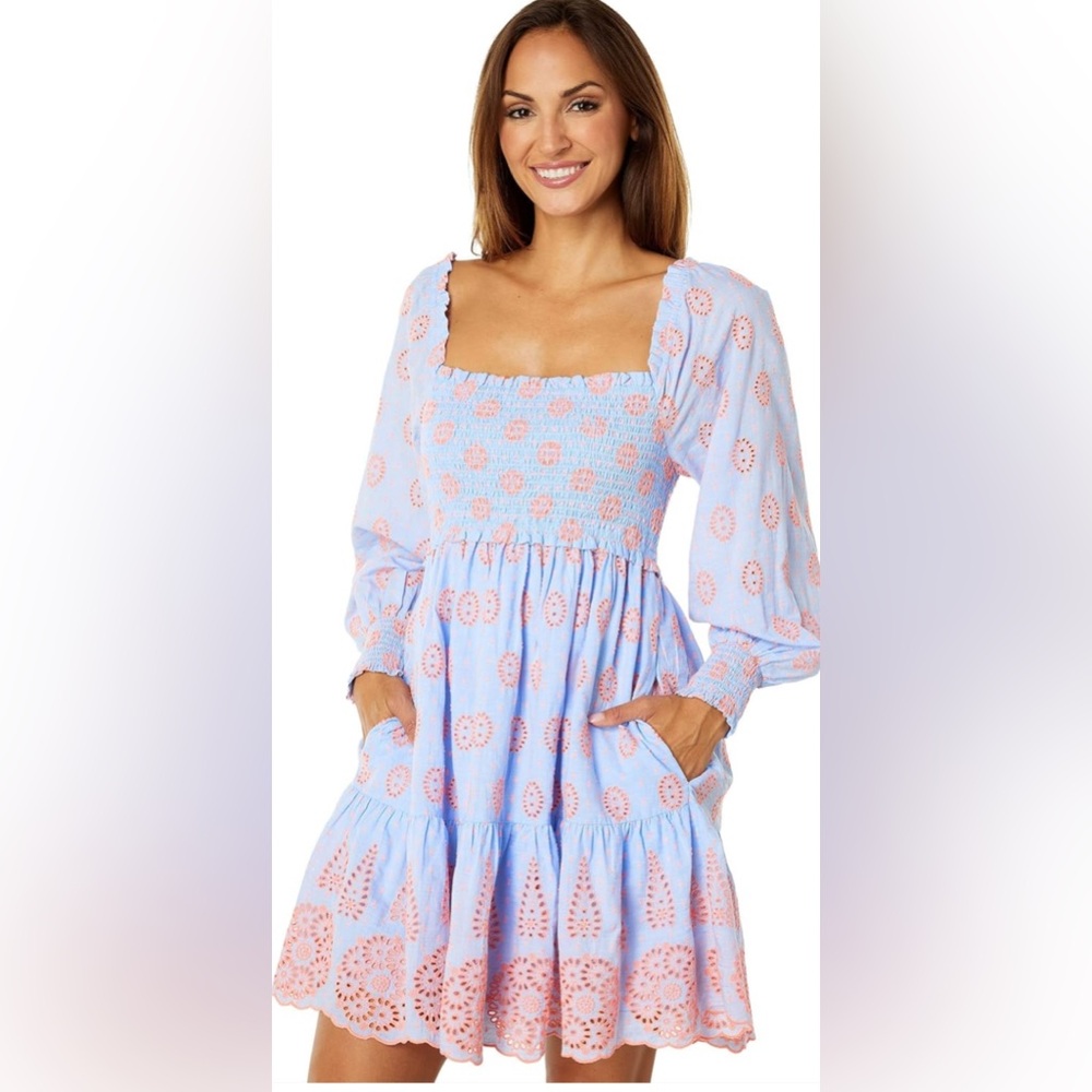 LILLY PULITZER RAINNA LONG SLEEVE SMOCKED DRESS